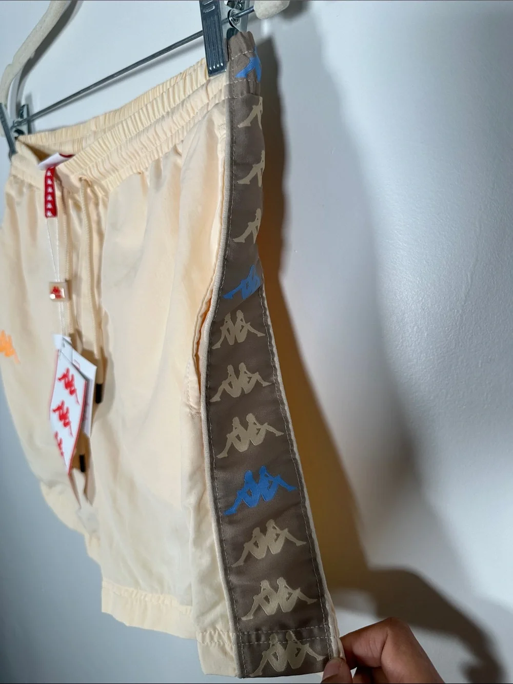 Kappa Mens Swim Shorts M Beige Logo Lightweight Drawstring Summer Beach NWT